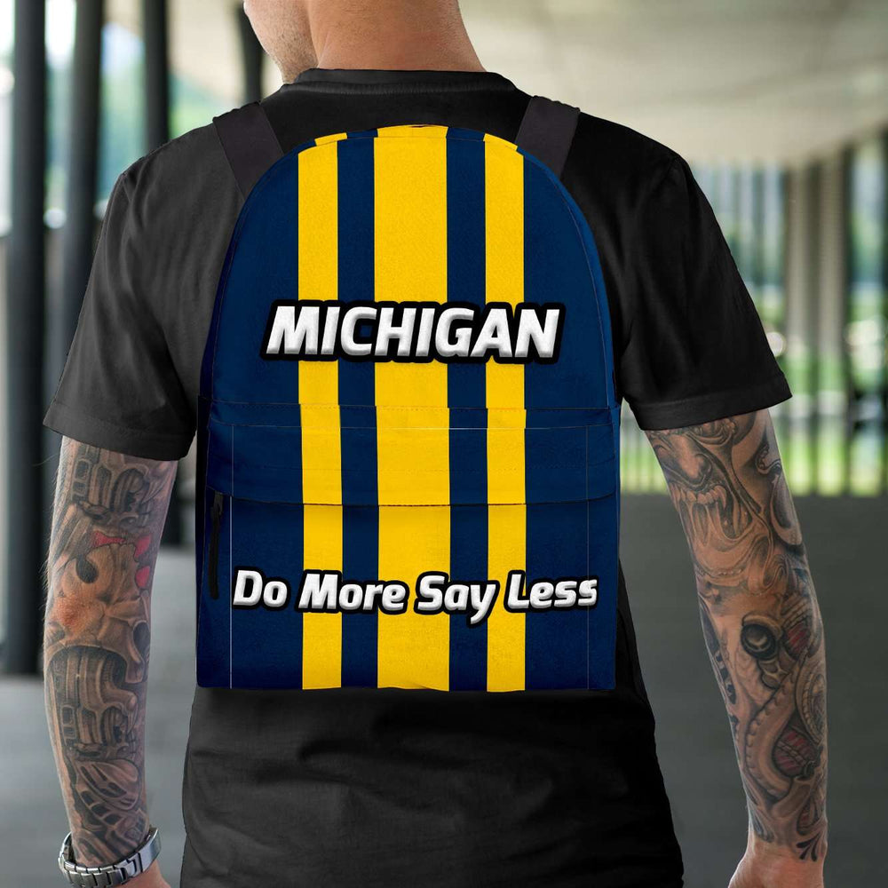 Designs by MyUtopia Shout Out:Michigan Do More Say Less Wolverines Basketball Fan Backpack