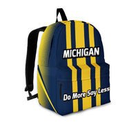 Load image into Gallery viewer, Designs by MyUtopia Shout Out:Michigan Do More Say Less Wolverines Basketball Fan Backpack,Large (18 x 14 x 8 inches) / Adult (Ages 13+) / Blue / Maize,Backpacks
