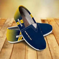 Load image into Gallery viewer, Designs by MyUtopia Shout Out:Michigan Do More Say Less Wolverines Basketball Fan Casual Canvas Slip on flats
