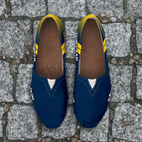 Load image into Gallery viewer, Designs by MyUtopia Shout Out:Michigan Do More Say Less Wolverines Basketball Fan Casual Canvas Slip on flats
