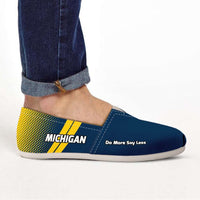 Load image into Gallery viewer, Designs by MyUtopia Shout Out:Michigan Do More Say Less Wolverines Basketball Fan Casual Canvas Slip on flats,Ladies US6 (EU36) / Blue / Maize,Slip on Flats
