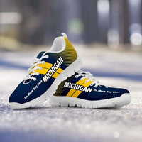 Load image into Gallery viewer, Designs by MyUtopia Shout Out:Michigan Do More Say Less Wolverines Basketball Fan Running Shoes,Men&#39;s / US5 (EU38) / Blue / Maize,Running Shoes
