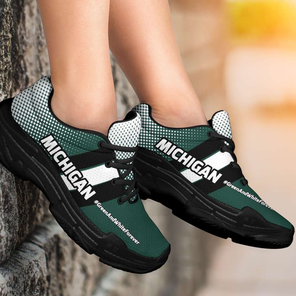 Designs by MyUtopia Shout Out:Michigan #GreenAndWhiteForever Chunky Sneakers