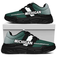 Load image into Gallery viewer, Designs by MyUtopia Shout Out:Michigan #GreenAndWhiteForever Chunky Sneakers,Women&#39;s / Ladies US5.5 (EU36) / Green,Chunky Sneakers
