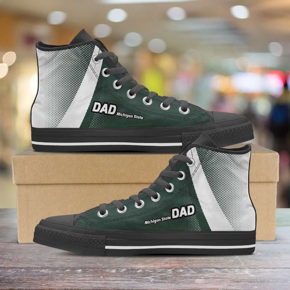 Designs by MyUtopia Shout Out:Michigan State DAD Basketball Fan Canvas High Top Shoes