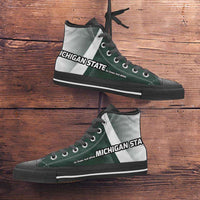Load image into Gallery viewer, Designs by MyUtopia Shout Out:Michigan State Go Green and White Basketball Fan Canvas High Top Shoes,Men&#39;s / Mens US 5 (EU38) / Green,High Top Sneakers
