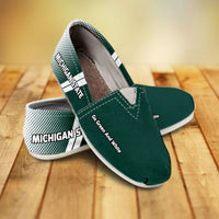 Load image into Gallery viewer, Designs by MyUtopia Shout Out:Michigan State Go Green and White Basketball Fan Casual Canvas Slip on Shoes Women&#39;s Flats

