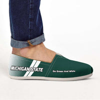Load image into Gallery viewer, Designs by MyUtopia Shout Out:Michigan State Go Green and White Basketball Fan Casual Canvas Slip on Shoes Women&#39;s Flats,Ladies US6 (EU36) / Green / White,Slip on Flats
