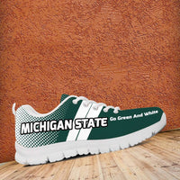 Load image into Gallery viewer, Designs by MyUtopia Shout Out:Michigan State Go Green and White Basketball Fan Running Shoes

