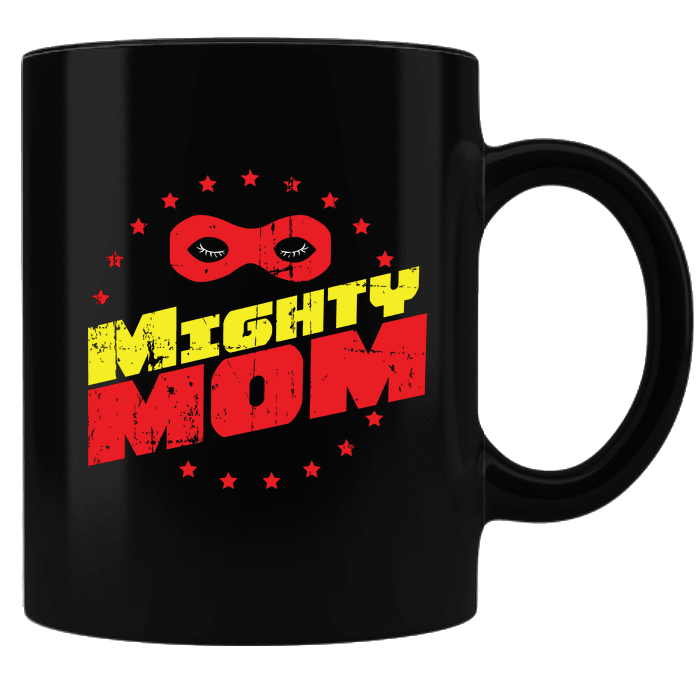 Designs by MyUtopia Shout Out:Mighty Mom Black Ceramic Coffee Mug,Black,Ceramic Coffee Mug