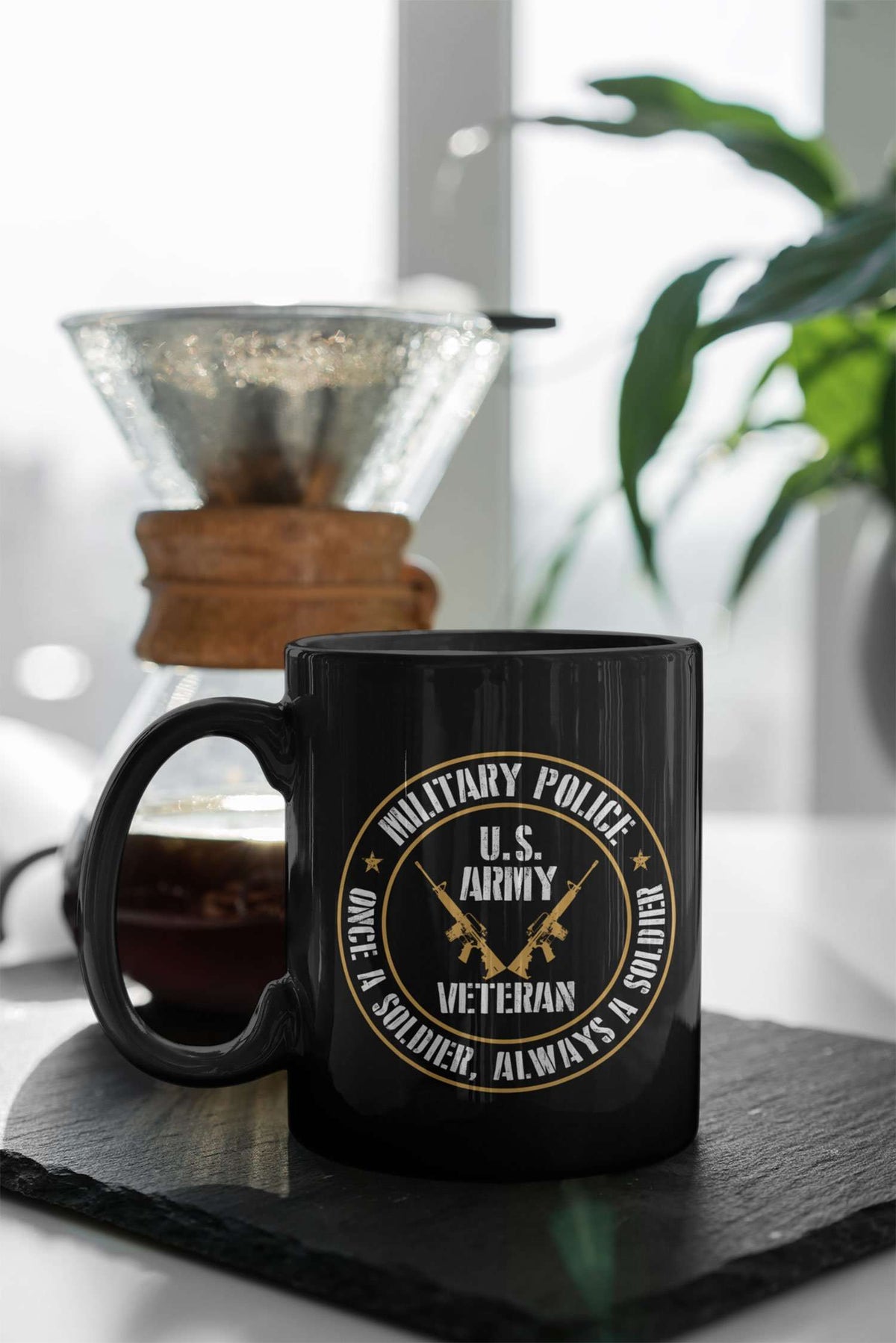 Designs by MyUtopia Shout Out:Military Police Veteran Black Ceramic Coffee Mug