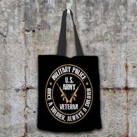 Load image into Gallery viewer, Designs by MyUtopia Shout Out:Military Police Veteran Fabric Totebag Reusable Shopping Tote,Black,Reusable Fabric Shopping Tote Bag
