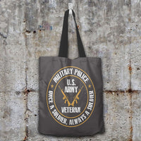 Load image into Gallery viewer, Designs by MyUtopia Shout Out:Military Police Veteran Fabric Totebag Reusable Shopping Tote,Grey,Reusable Fabric Shopping Tote Bag
