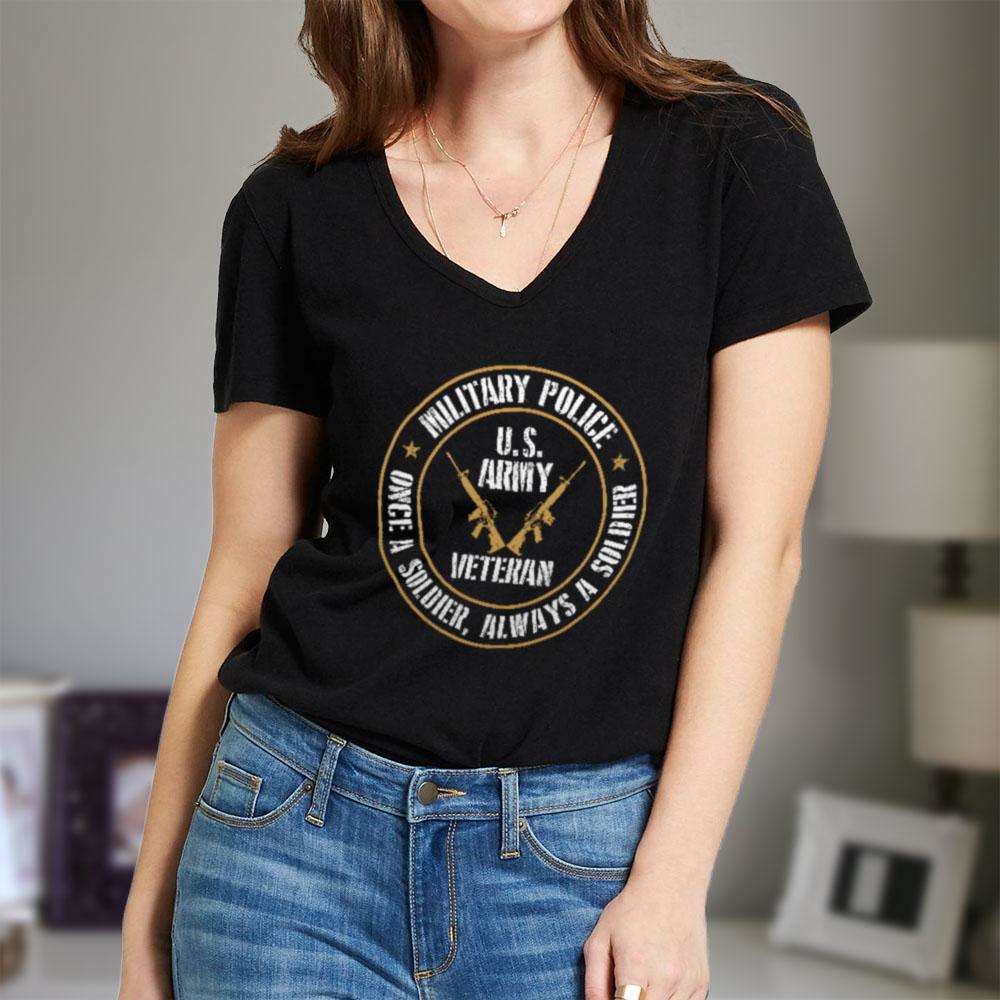 Designs by MyUtopia Shout Out:Military Police Veteran Ladies' V-Neck T-Shirt