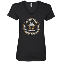 Load image into Gallery viewer, Designs by MyUtopia Shout Out:Military Police Veteran Ladies&#39; V-Neck T-Shirt,S / Black,Ladies T-Shirts
