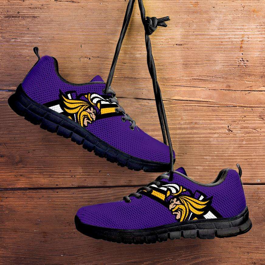 Designs by MyUtopia Shout Out:Minnesota Fan Art Black Running Shoes,Kid's / 11 CHILD (EU28) / Violet/Gold,Running Shoes
