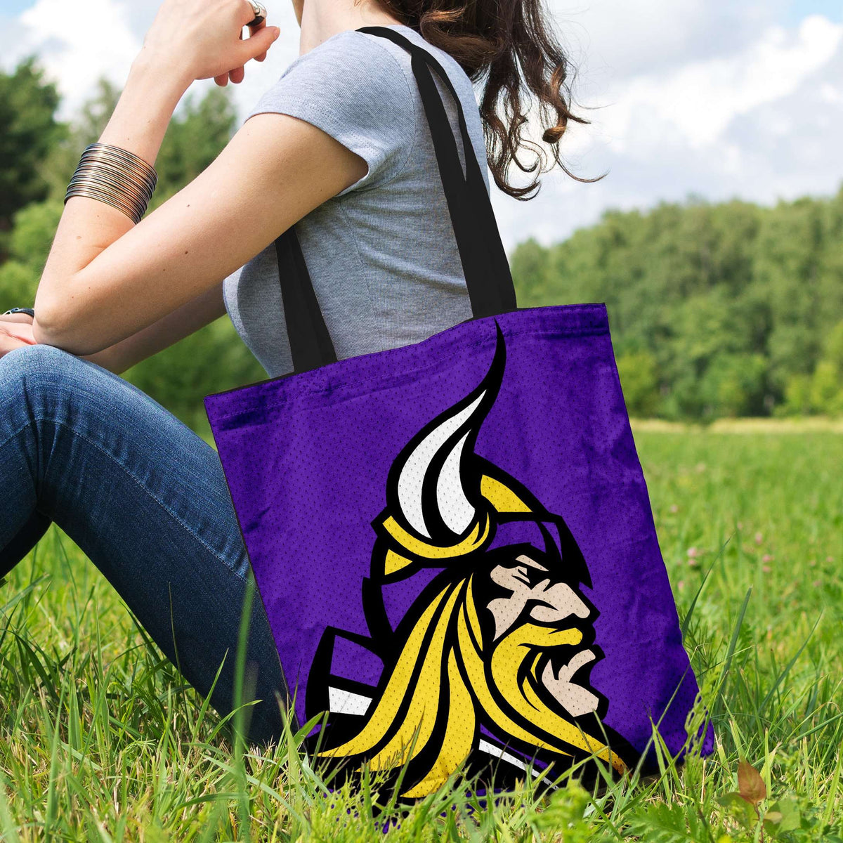 Designs by MyUtopia Shout Out:Minnesota Fan Art Fabric Totebag Reusable Shopping Tote