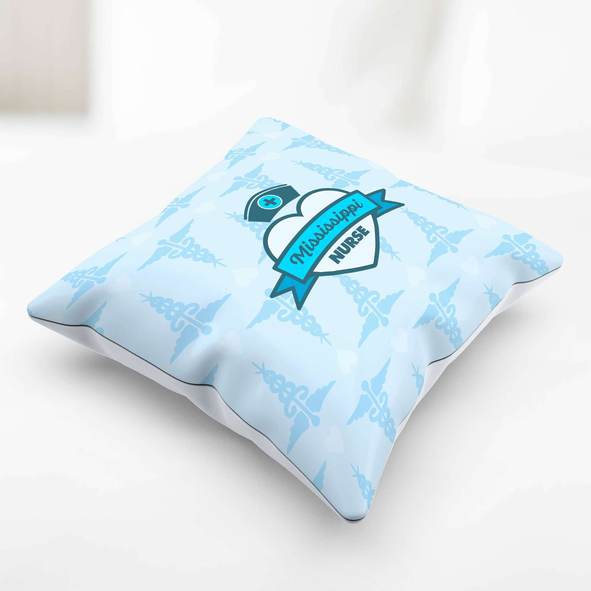 Designs by MyUtopia Shout Out:Mississippi Nurse Blue Pillowcase