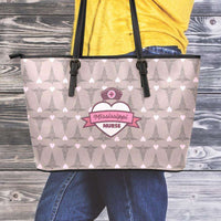 Load image into Gallery viewer, Designs by MyUtopia Shout Out:Mississippi Nurse Faux Leather Totebag Purse Brown,Medium (10 x 16 x 5) / Brown/Pink,tote bag purse

