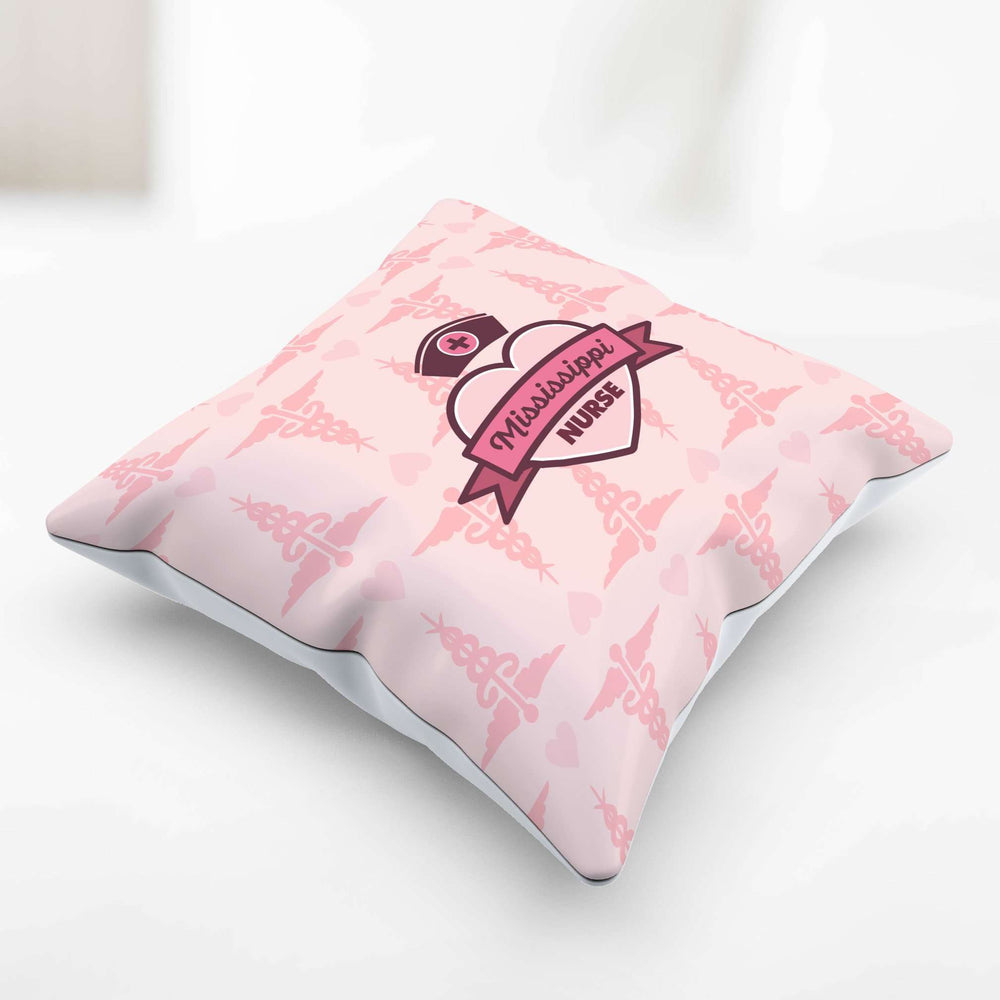 Designs by MyUtopia Shout Out:Mississippi Nurse Pink Pillowcase