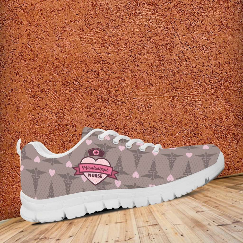 Designs by MyUtopia Shout Out:Mississippi Nurse Running Shoes Brown,Women's / Ladies US5 (EU35) / Brown,Running Shoes