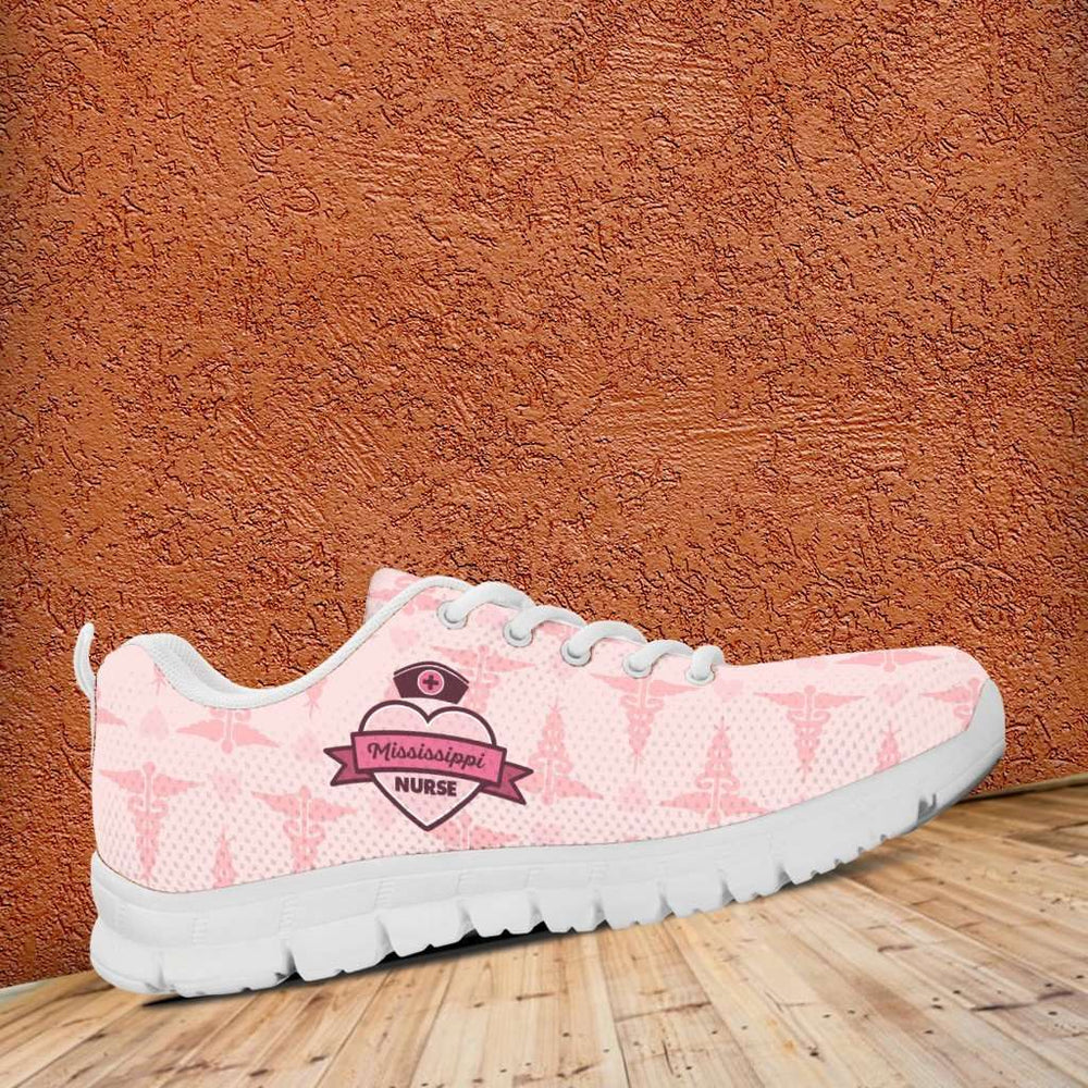Designs by MyUtopia Shout Out:Mississippi Nurse Running Shoes Pink,Women's / Ladies US5 (EU35) / Pink,Running Shoes