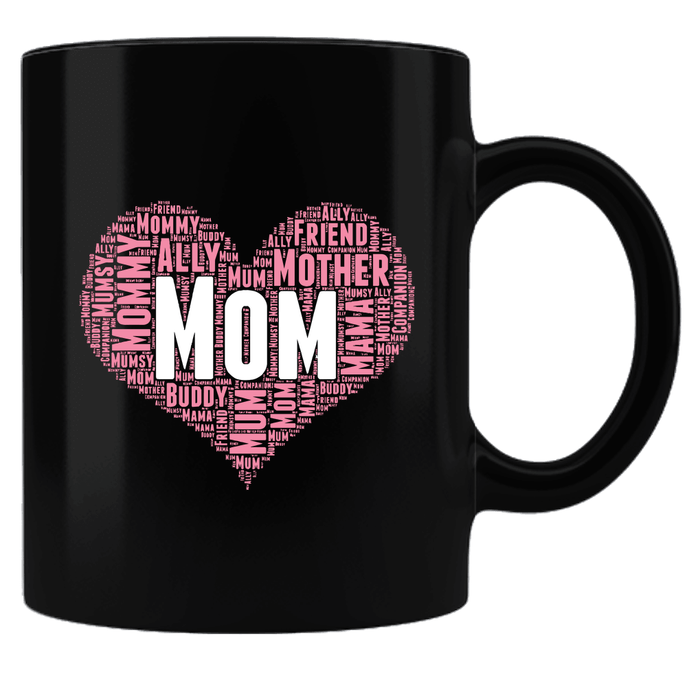Designs by MyUtopia Shout Out:Mom Heart Black Coffee Mug,Default Title,Ceramic Coffee Mug