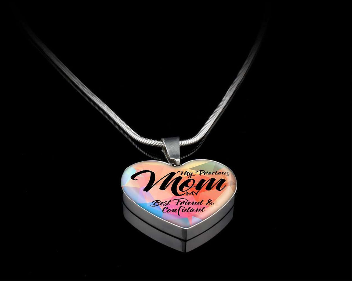 Designs by MyUtopia Shout Out:Mom My Best Friend and Confidant Liquid Glass Personalized Keepsake Necklace,Silver / No,Necklace