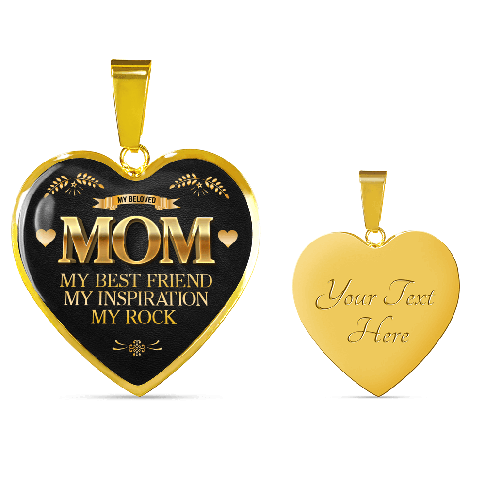 Designs by MyUtopia Shout Out:Mom, My Best Friend, My Inspiration, My Rock Liquid Glass Personalized Keepsake Necklace,Gold / Yes,Necklace