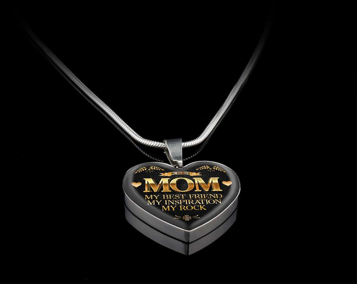 Designs by MyUtopia Shout Out:Mom, My Best Friend, My Inspiration, My Rock Liquid Glass Personalized Keepsake Necklace,Silver / No,Necklace