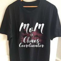 Load image into Gallery viewer, Designs by MyUtopia Shout Out:Mom or Chaos Coordinator Adult Unisex Black T-Shirt,S / Black,Adult Unisex T-Shirt

