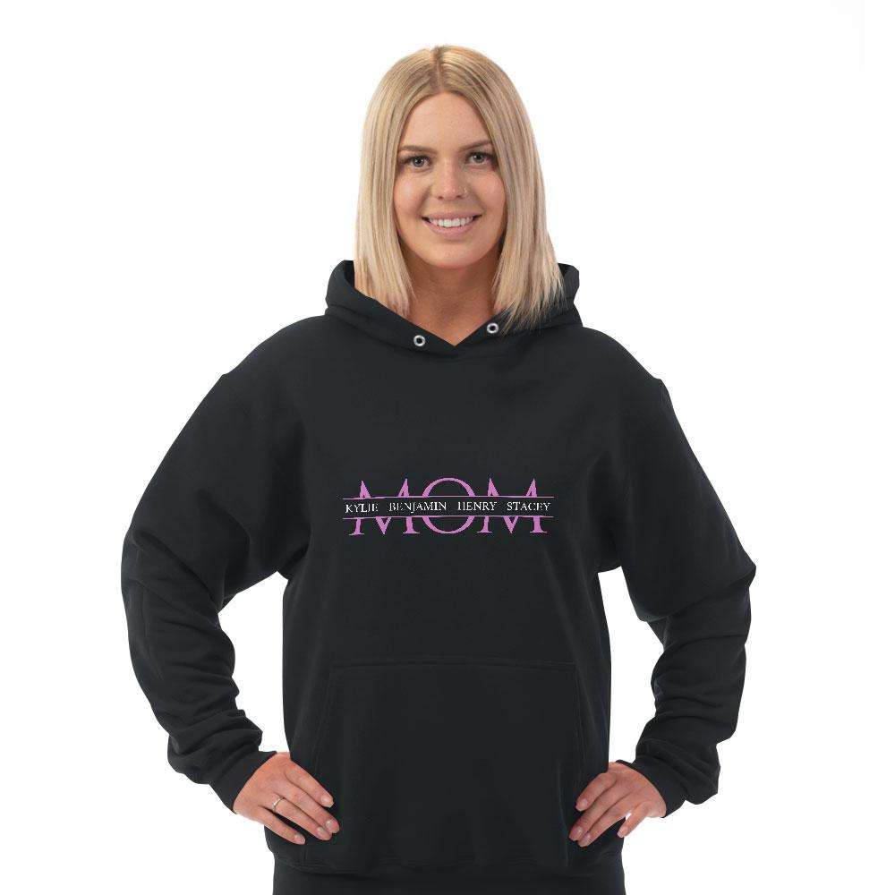 Designs by MyUtopia Shout Out:MOM Personalized with Kid's Names Adult Hoodie