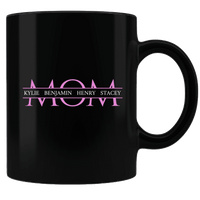 Load image into Gallery viewer, Designs by MyUtopia Shout Out:MOM Personalized with Kid&#39;s Names Black Coffee Mug
