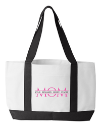 Load image into Gallery viewer, Designs by MyUtopia Shout Out:MOM Personalized with Kid&#39;s Names Canvas Totebag Gym / Beach / Pool Gear Bag,White,Gym Totebag
