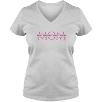Load image into Gallery viewer, Designs by MyUtopia Shout Out:MOM Personalized with Kid&#39;s Names Ladies V Neck Tee,Athletic Heather / S,Ladies T-Shirts
