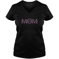 Load image into Gallery viewer, Designs by MyUtopia Shout Out:MOM Personalized with Kid&#39;s Names Ladies V Neck Tee,Black / S,Ladies T-Shirts
