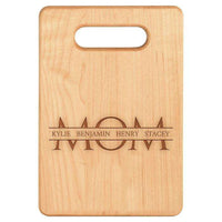 Load image into Gallery viewer, Designs by MyUtopia Shout Out:MOM Personalized with Kid&#39;s Names Maple Laser Engraved Cutting Board,6″ X 9″ / Maple,Cutting Board
