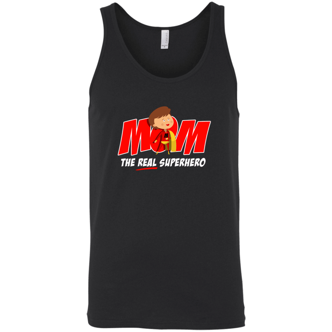 Designs by MyUtopia Shout Out:Mom The Real Superhero Bella + Canvas Unisex Tank,Black / X-Small,Tank Tops
