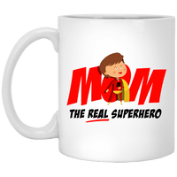 Load image into Gallery viewer, Designs by MyUtopia Shout Out:Mom The Real Superhero Ceramic Coffee Mug - White,11 oz / White,Ceramic Coffee Mug
