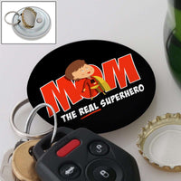 Load image into Gallery viewer, Designs by MyUtopia Shout Out:Mom The Real Superhero Magnetic Key chain and bottle opener
