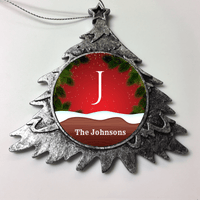 Load image into Gallery viewer, Designs by MyUtopia Shout Out:Monogram (Family Initial) And Name Personalized Christmas Keepsake Ornament,Christmas Tree,Personalized Christmas Ornament
