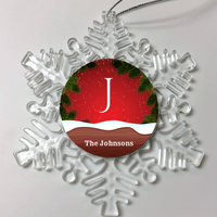 Load image into Gallery viewer, Designs by MyUtopia Shout Out:Monogram (Family Initial) And Name Personalized Christmas Keepsake Ornament,Snow Flake,Personalized Christmas Ornament

