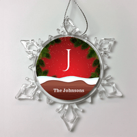 Load image into Gallery viewer, Designs by MyUtopia Shout Out:Monogram (Family Initial) And Name Personalized Christmas Keepsake Ornament,Snow Crystal,Personalized Christmas Ornament
