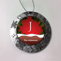 Load image into Gallery viewer, Designs by MyUtopia Shout Out:Monogram (Family Initial) And Name Personalized Christmas Keepsake Ornament,Round Ornament,Personalized Christmas Ornament
