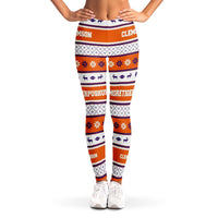 Load image into Gallery viewer, Designs by MyUtopia Shout Out:#More Tiger Pushups Clemson Fan - 3D Ugly Christmas Sweater Style Fashion Leggings,XS / Orange/White,Leggings - AOP

