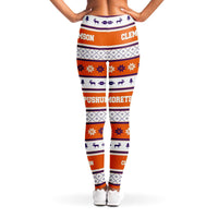 Load image into Gallery viewer, Designs by MyUtopia Shout Out:#More Tiger Pushups Clemson Fan - 3D Ugly Christmas Sweater Style Fashion Leggings
