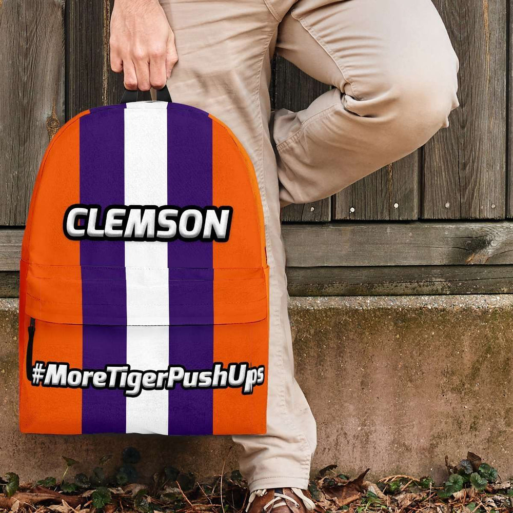 Designs by MyUtopia Shout Out:#MoreTigerPushUps Clemson Fan Backpack