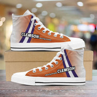 Load image into Gallery viewer, Designs by MyUtopia Shout Out:#MoreTigerPushUps Clemson Fan Canvas High Top Shoes,Men&#39;s / Mens US 5 (EU38) / Orange,High Top Sneakers
