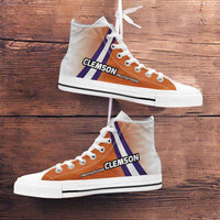 Load image into Gallery viewer, Designs by MyUtopia Shout Out:#MoreTigerPushUps Clemson Fan Canvas High Top Shoes

