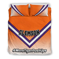 Load image into Gallery viewer, Designs by MyUtopia Shout Out:#MoreTigerPushUps Clemson Fan Duvet Cover and Pillowcases,Bedding Set - Beige - Orange / US Queen/Full,Bedding Set
